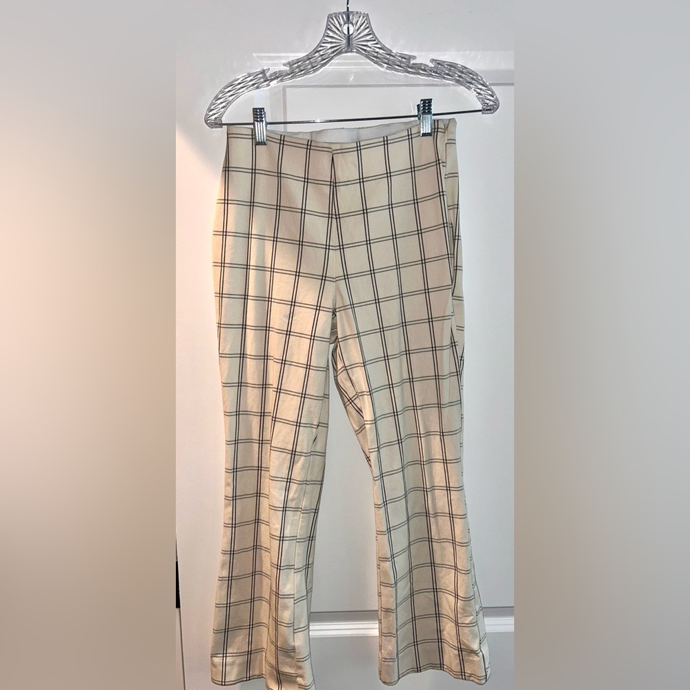 A New Day Cream Plaid Pants with Black Windowpane